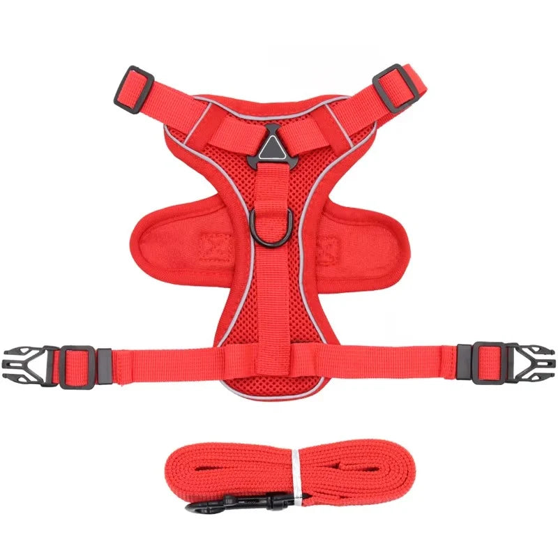Cat Harness & Leash Set Adjustable Vest Reflective Mesh