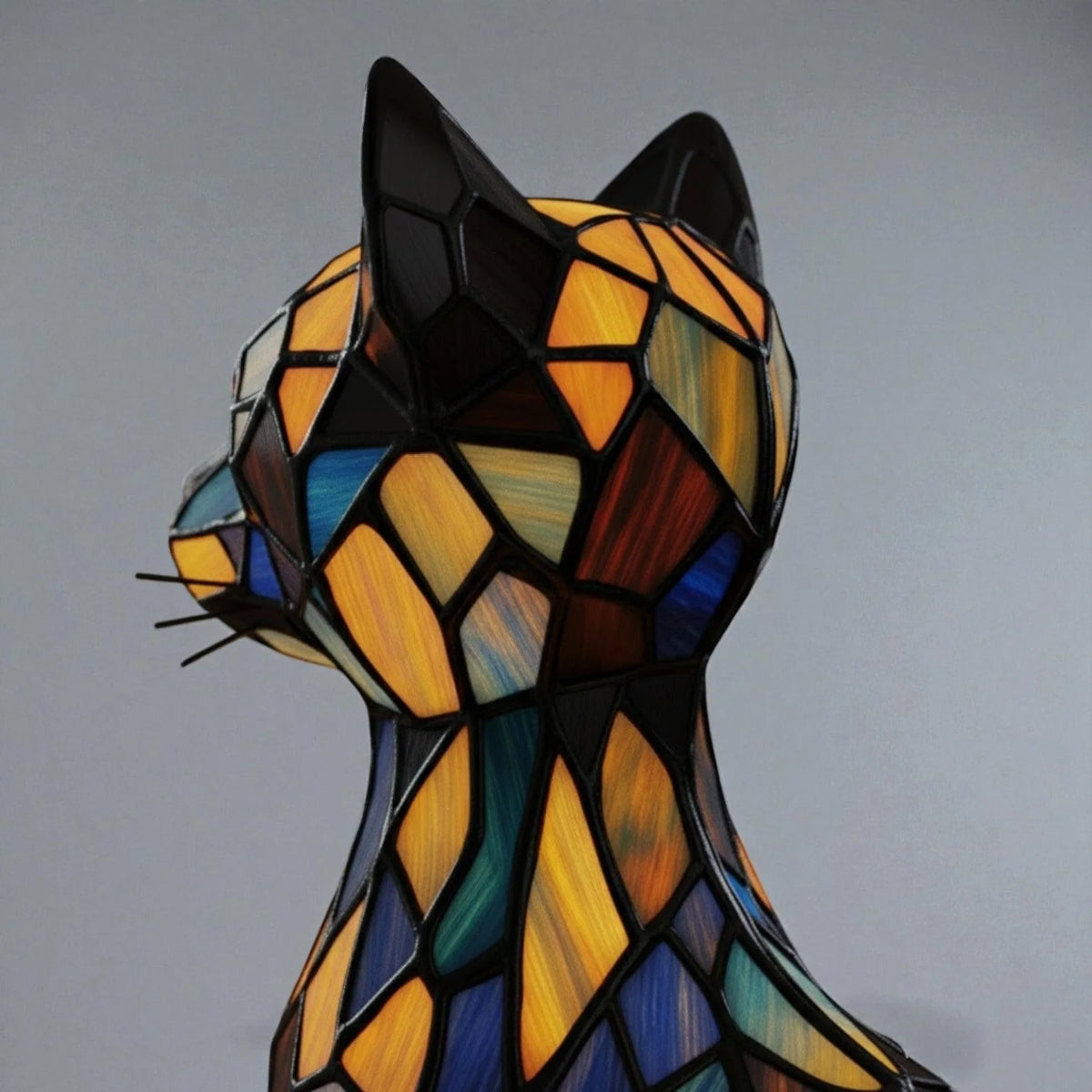 Cat Lamp Handmade Resin Warm White LED Light