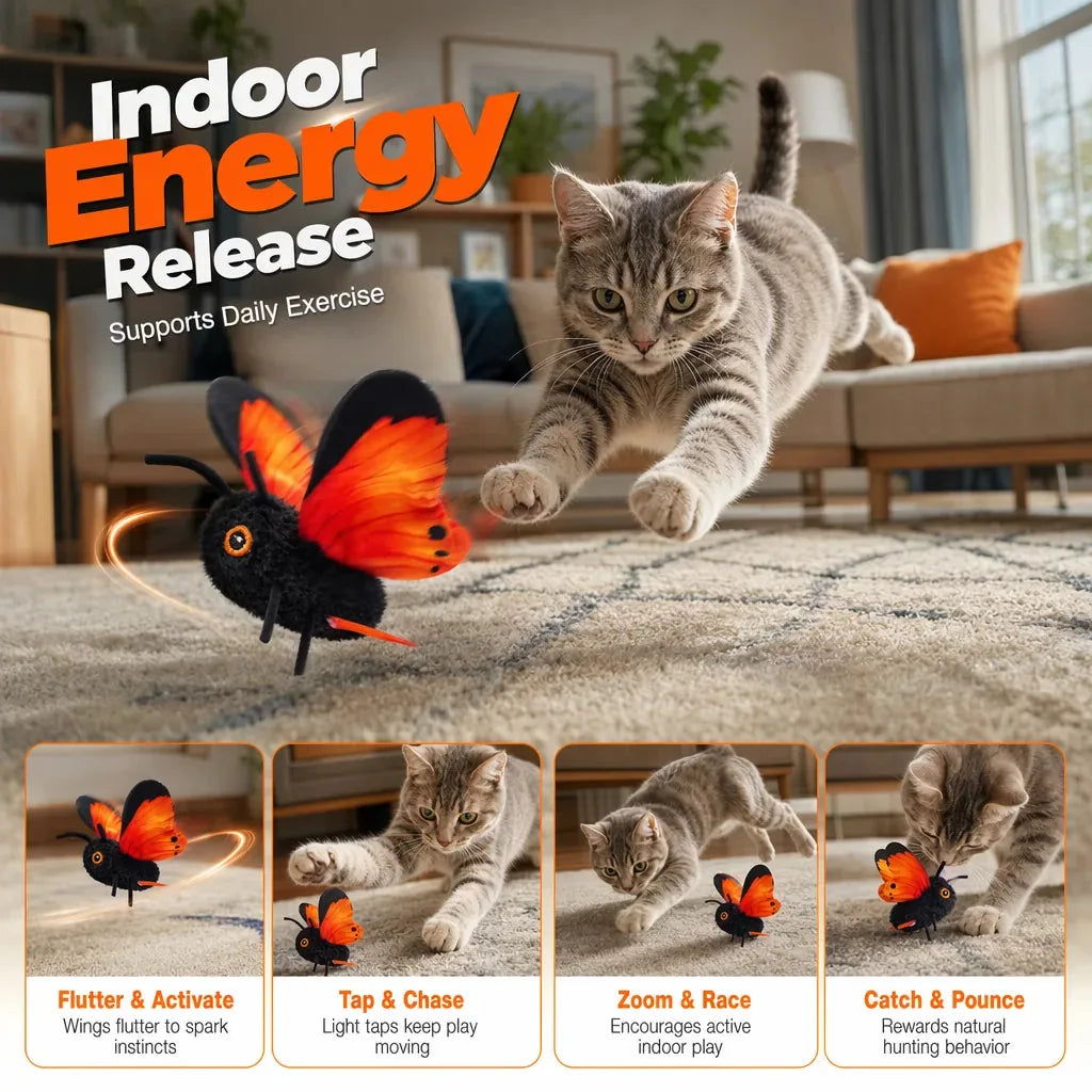 Cat Toy Motion-Activated Fluttering Butterfly for Indoor Play