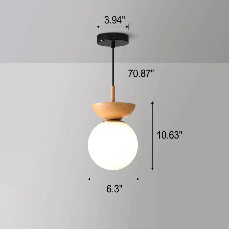 Ceiling Light Glass Globe & Wood-Grain Finish 3-Color Changeable