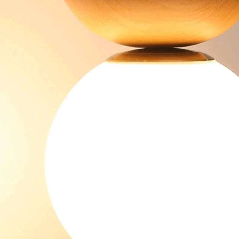 Ceiling Light Glass Globe & Wood-Grain Finish 3-Color Changeable