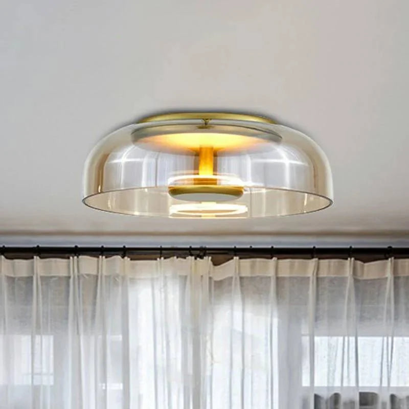 Ceiling Light Integrated LED Warm White Glass & Metal Construction