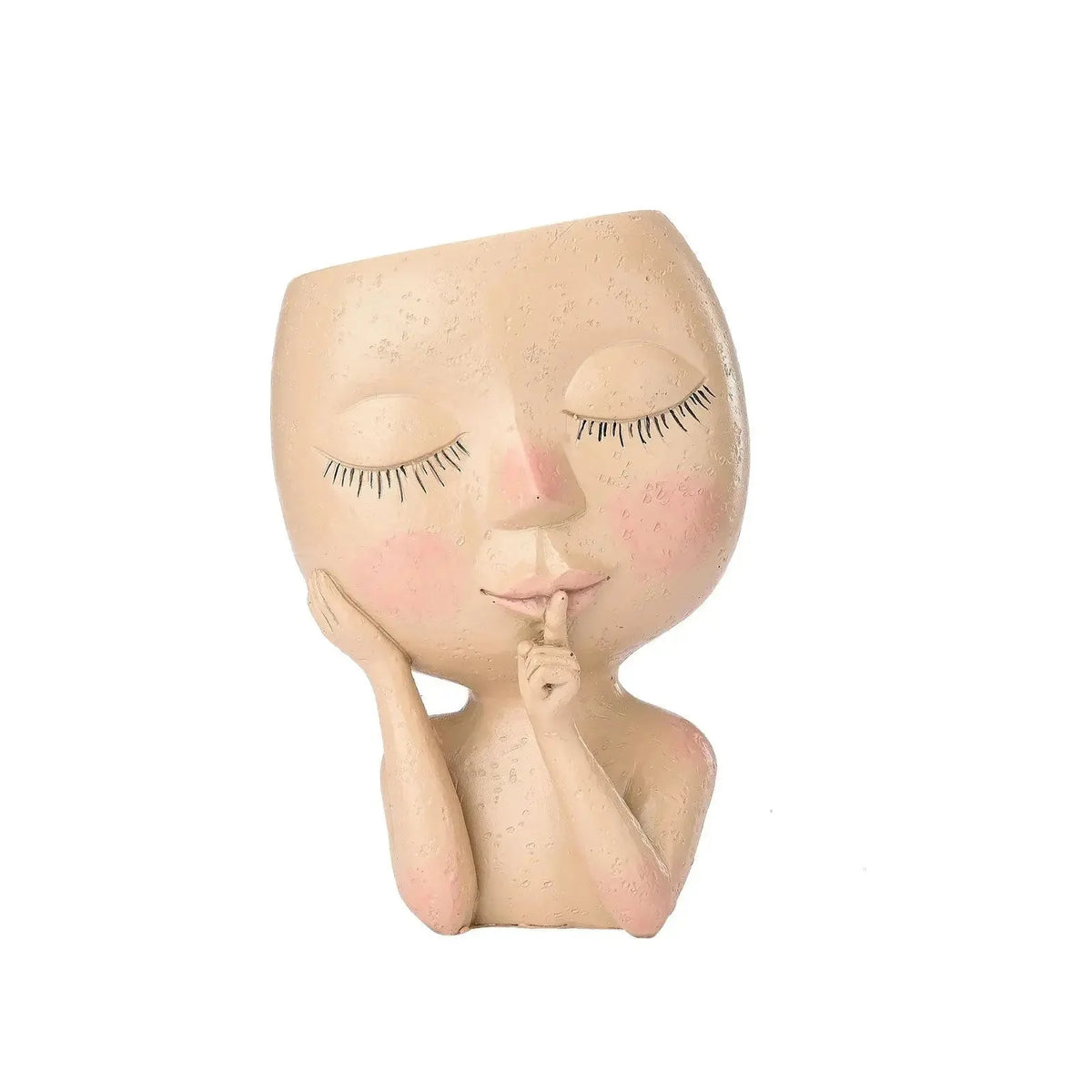 Ceramic Planter Sculpted Face Compact Size for Small Plants