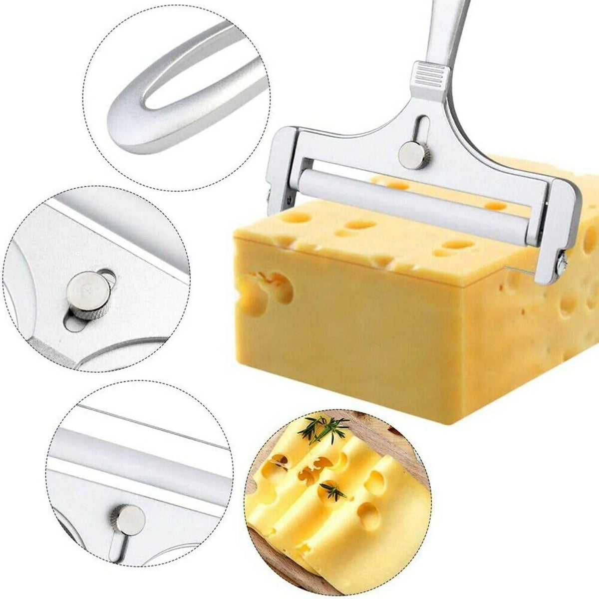 Cheese Slicer Adjustable Thickness Replaceable Wire Non-Slip Base