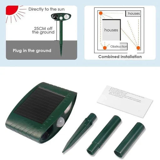 Chipmunk Repeller Solar Ultrasonic Motion-Activated