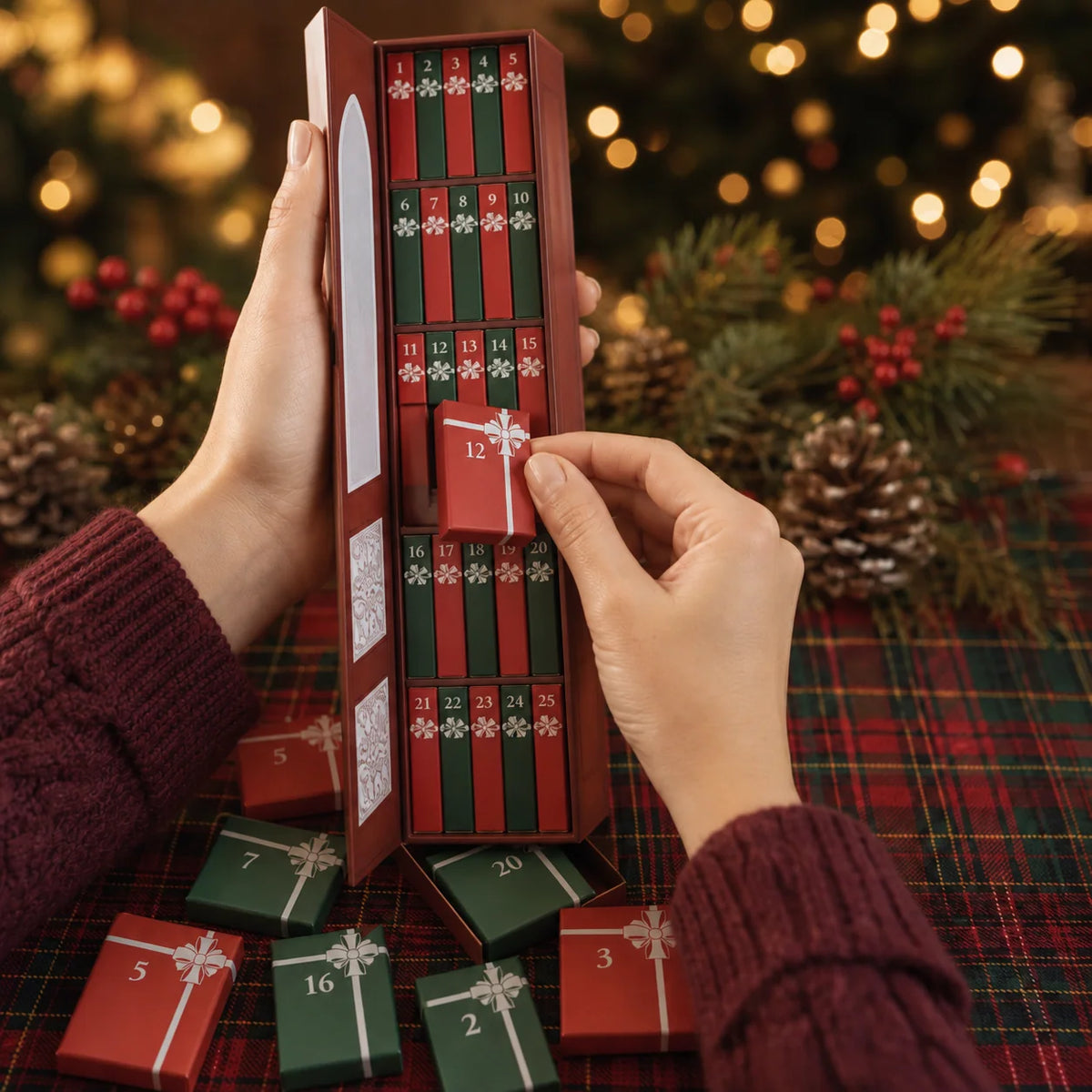 Christmas Advent Calendar 24 Miniature Book Ornaments Ready to Hang