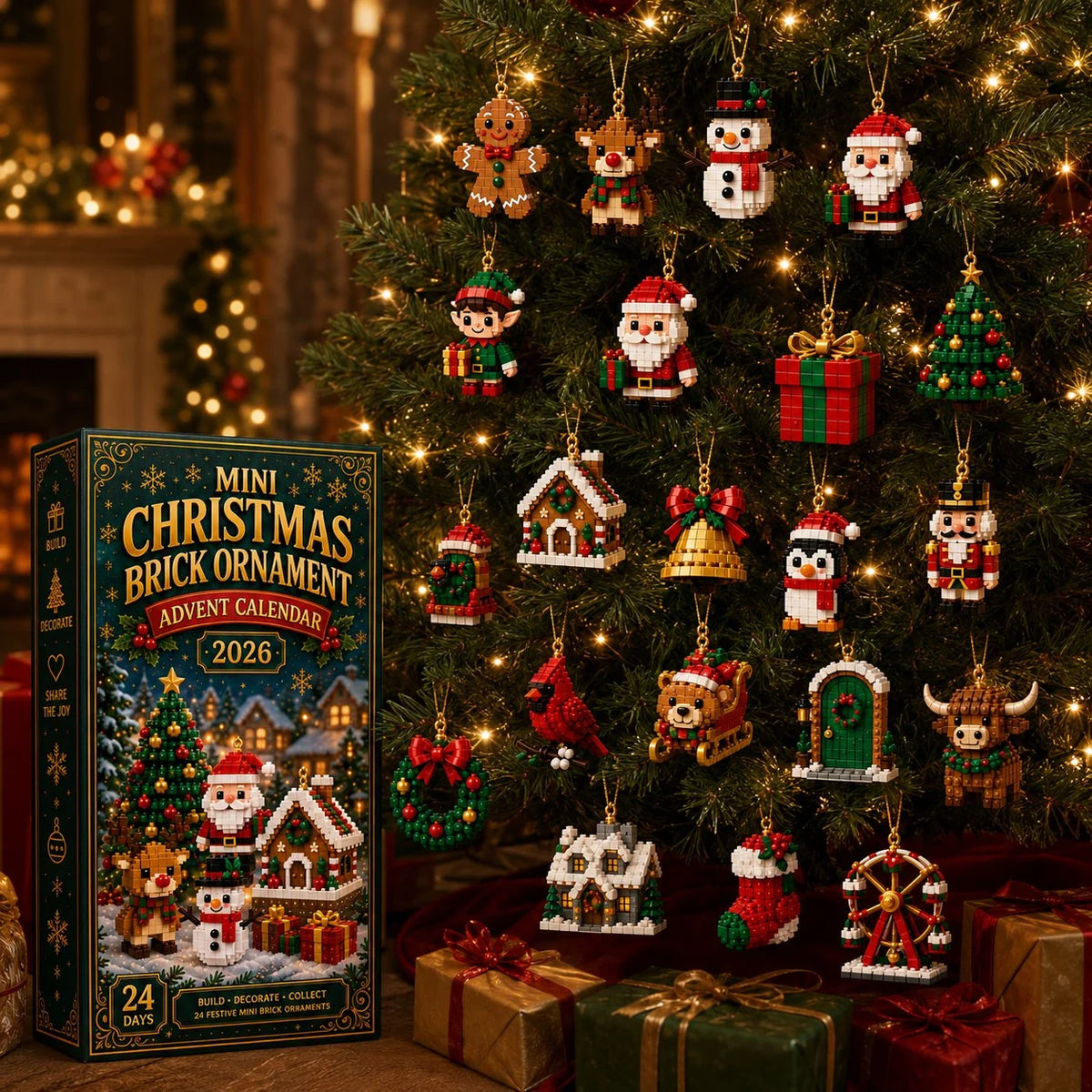 Christmas Advent Calendar Mini Building Set Ornaments 24 Designs