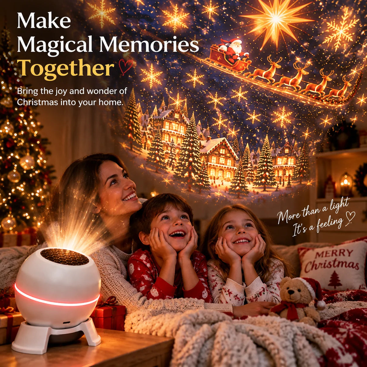 Christmas Light Projector Moving Christmas Scenes USB Powered