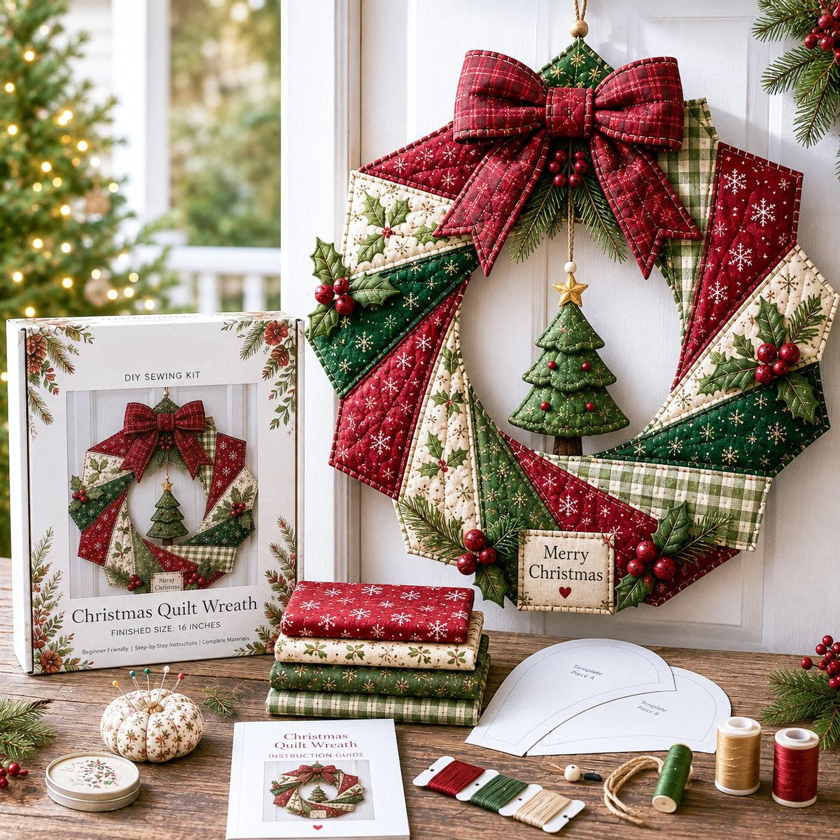 Christmas Wreath Kit DIY Fabric Multiple Styles