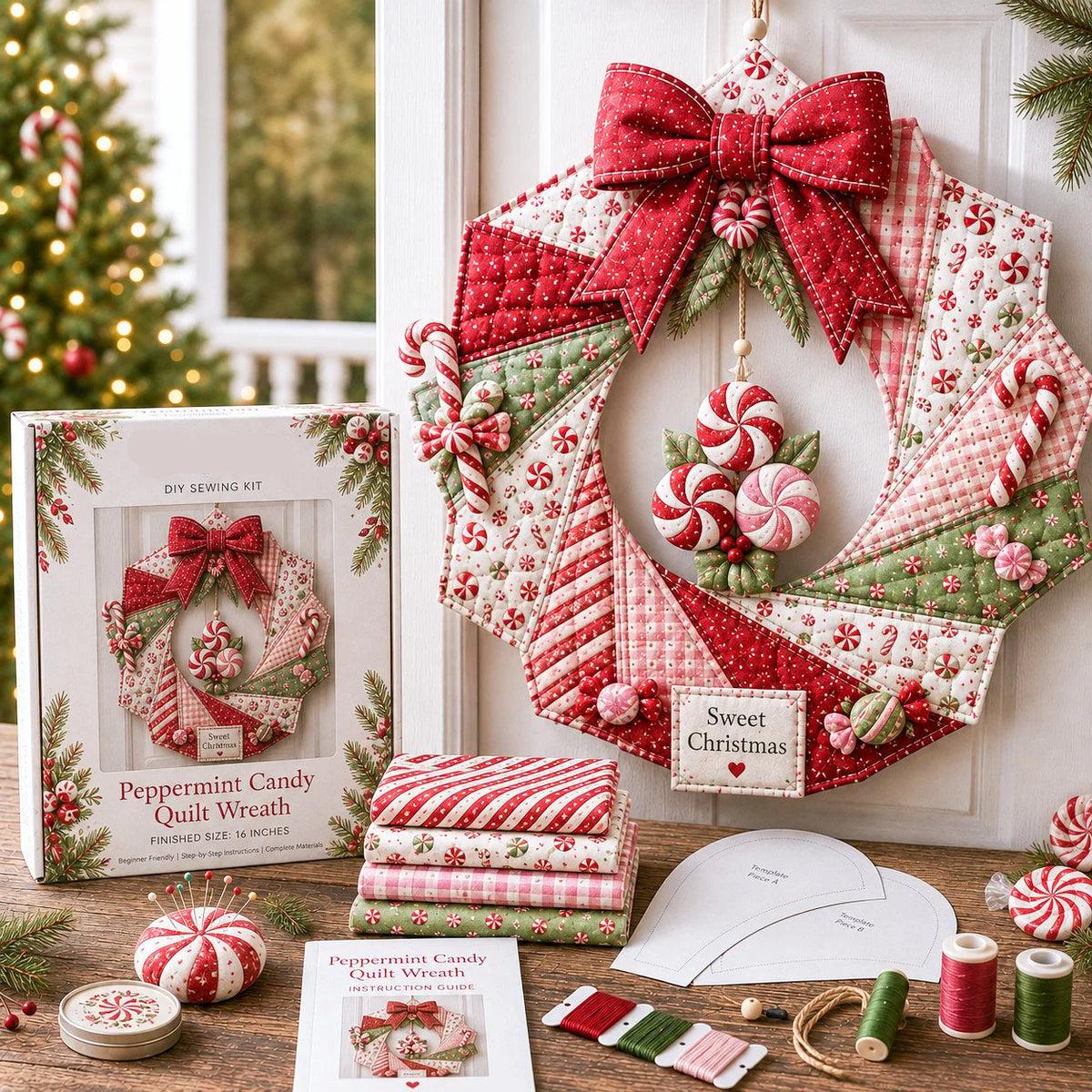 Christmas Wreath Kit DIY Fabric Multiple Styles