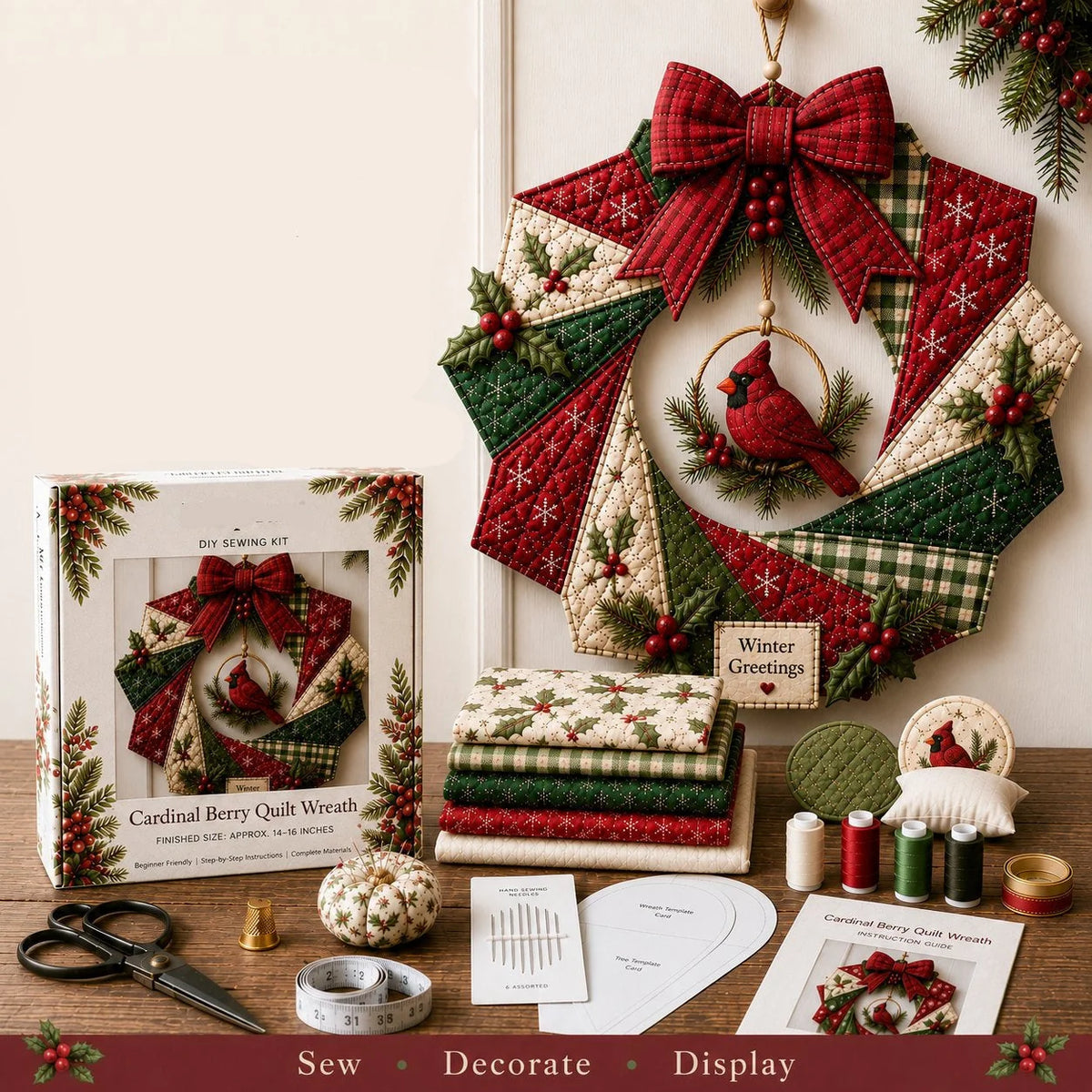 Christmas Wreath Kit DIY Fabric Multiple Styles