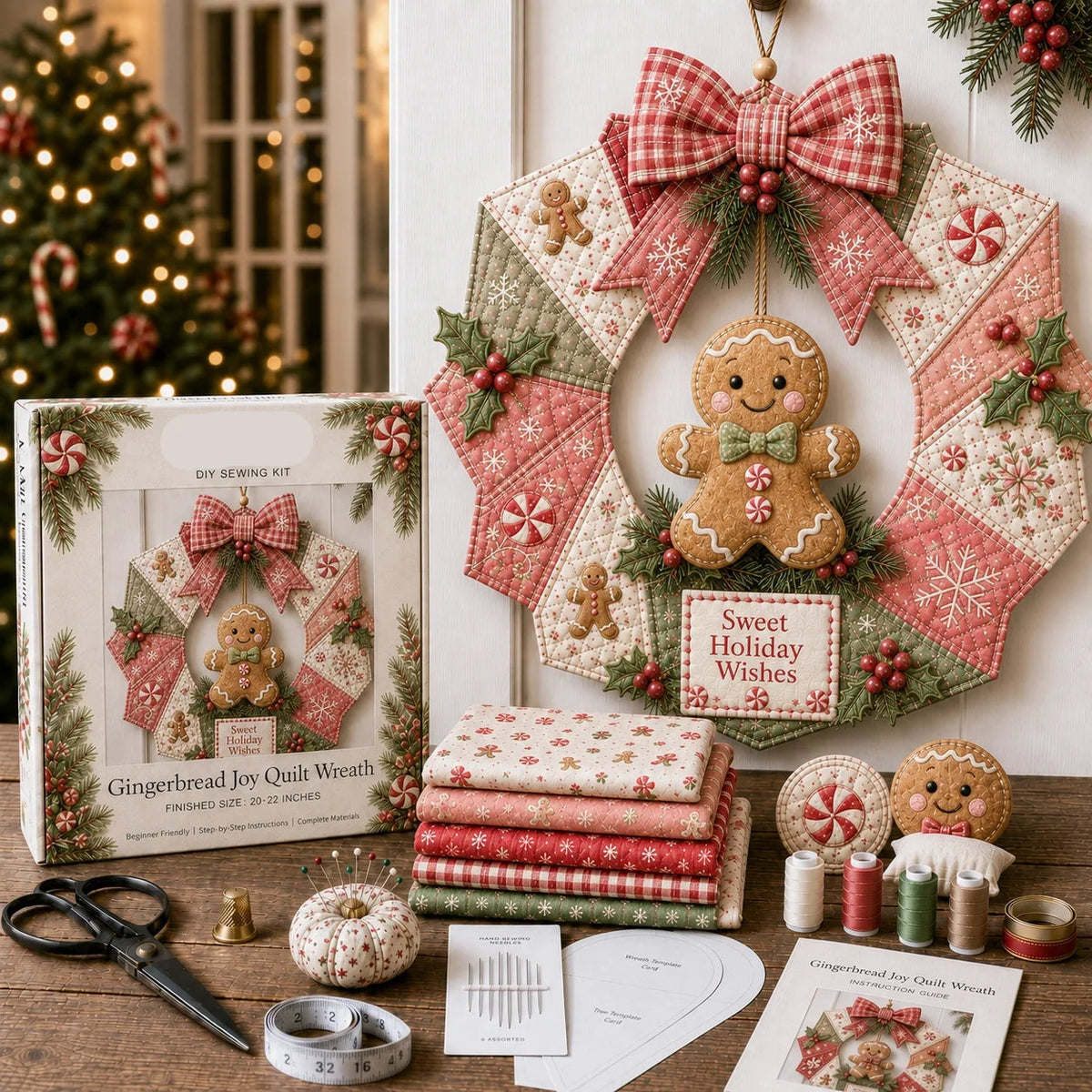 Christmas Wreath Kit DIY Fabric Multiple Styles