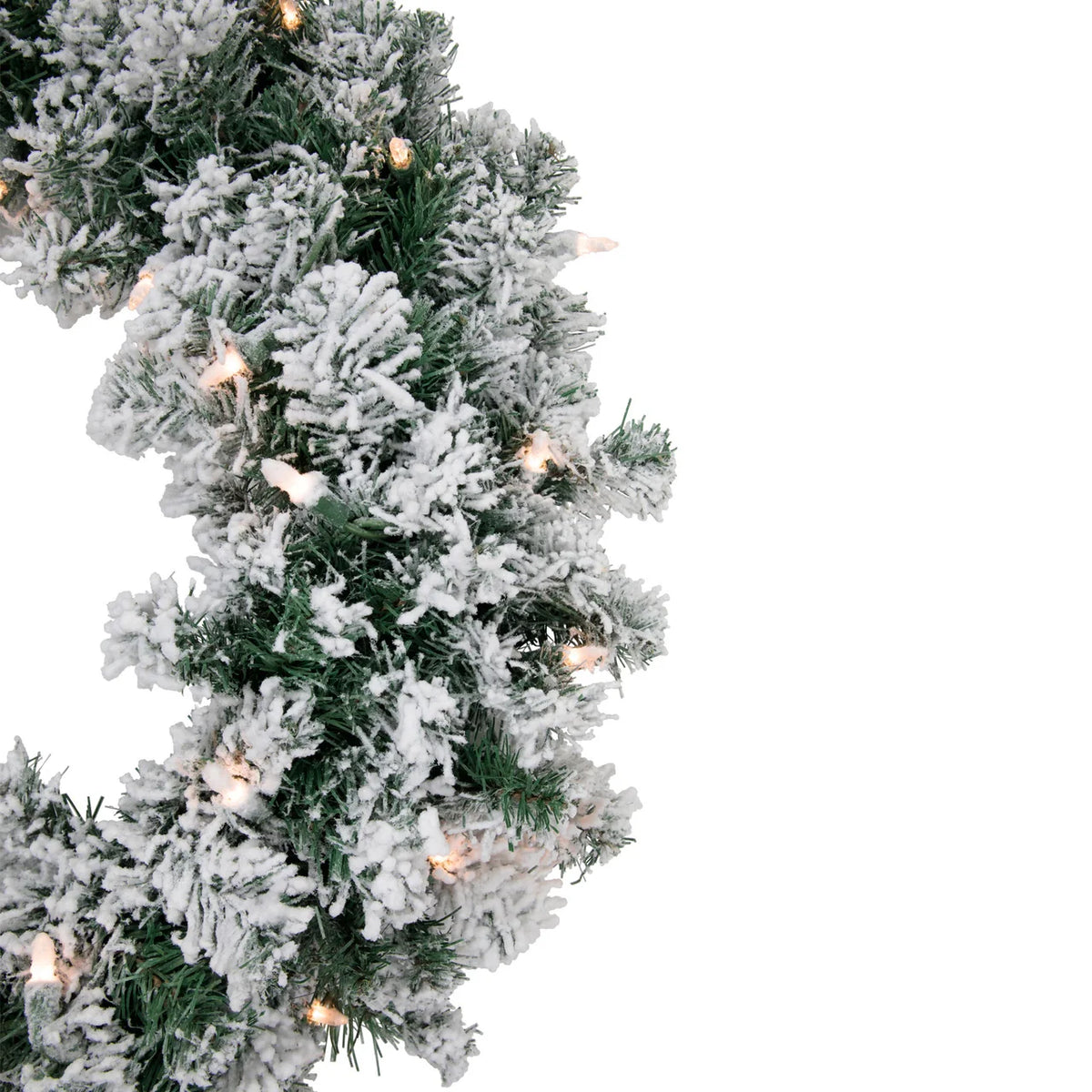 Christmas Wreath Pre-Lit White Full Foliage 24 Inch