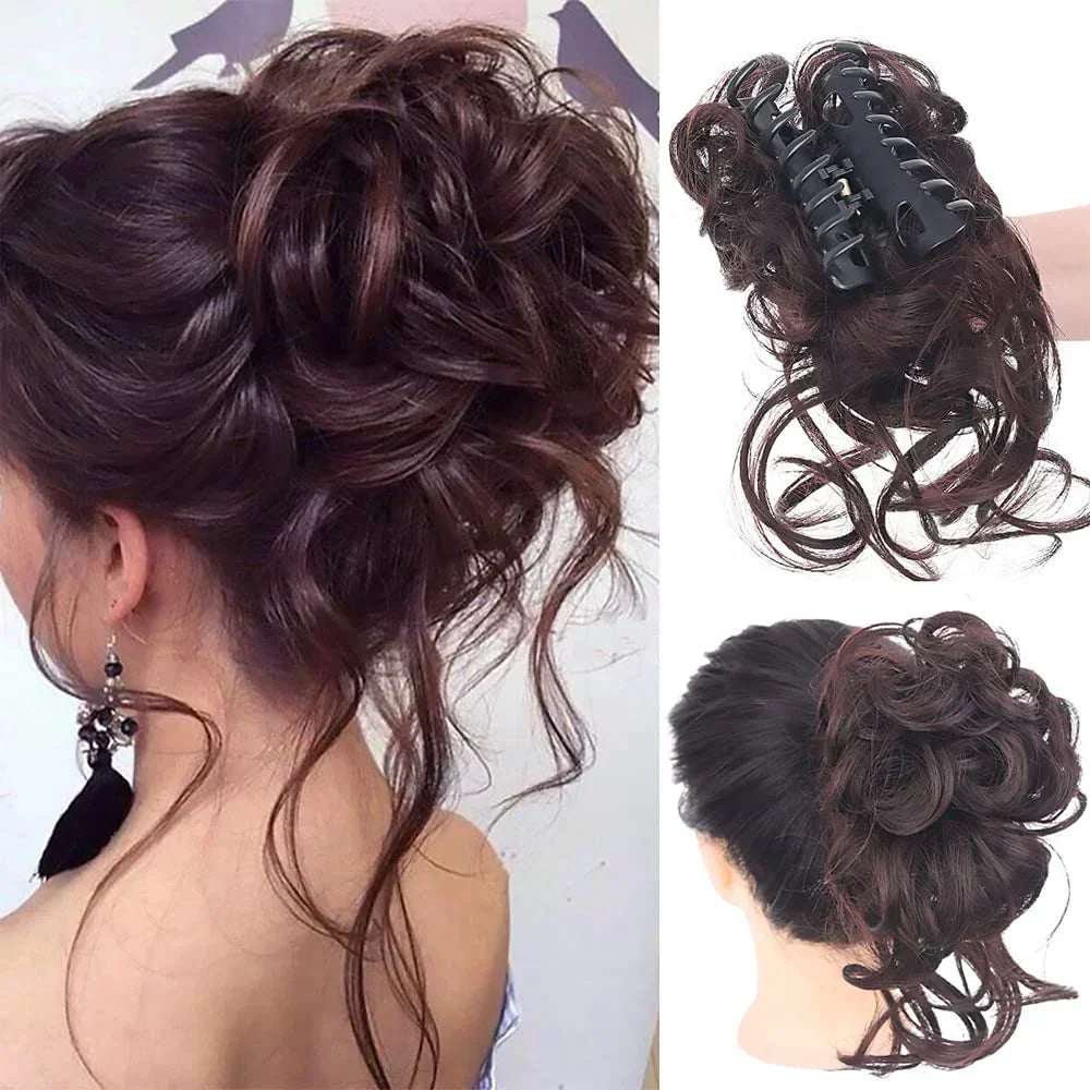 Clip-On Bun Voluminous Curly Comb Clip All-Day Hold