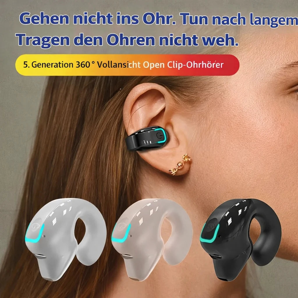 Clip-On Headphones Pain-Free Open Fit Bluetooth 5.3