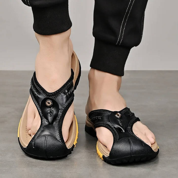 Closed-Toe Flip-Flops Protective Toe Cover Non-Slip Quick-Dry Upper