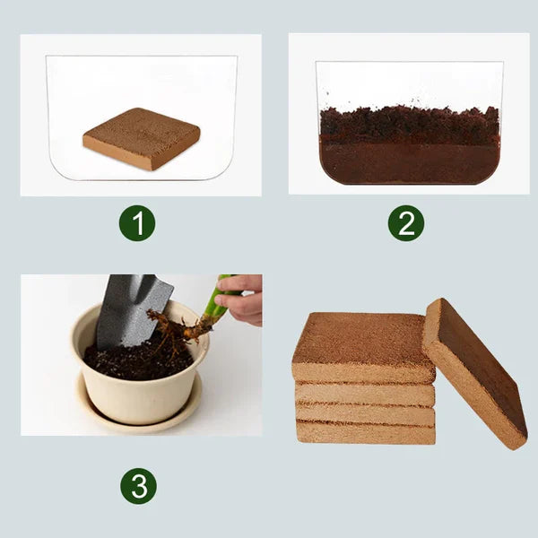 Coco Coir Block Compressed Water-Expandable, Natural Coconut Fiber