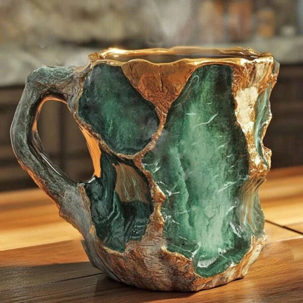 Coffee Mug Crystal-Textured 10 Oz Polished Handle