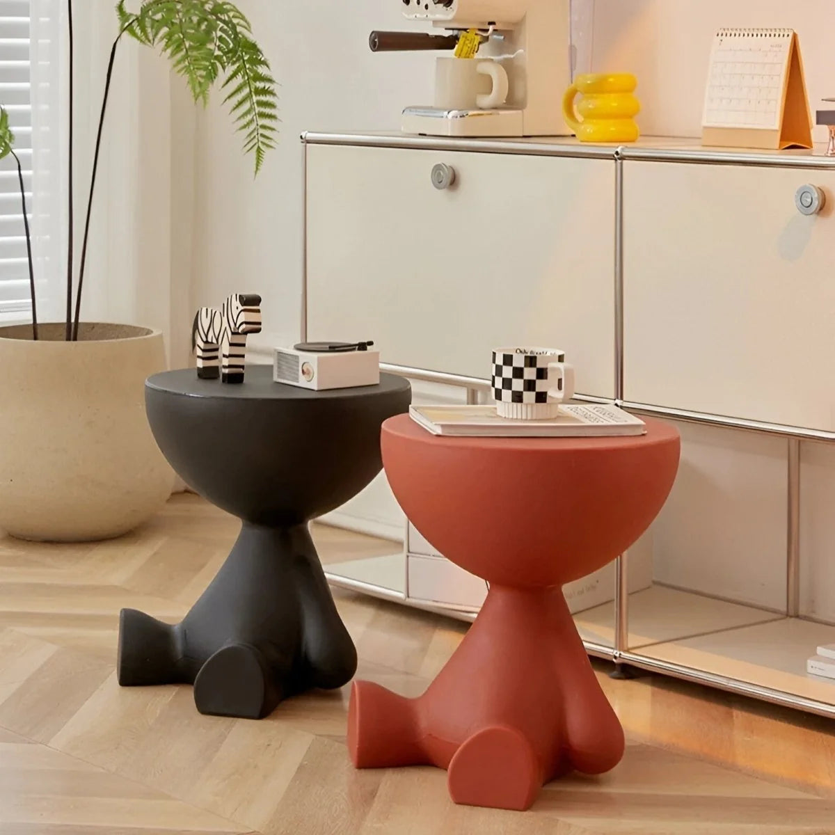 Coffee Table Round Plastic Space-Saving Lightweight-Durable