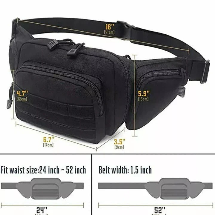 Concealed Carry Waist Pack 800D Oxford Fits Full-Size Pistol