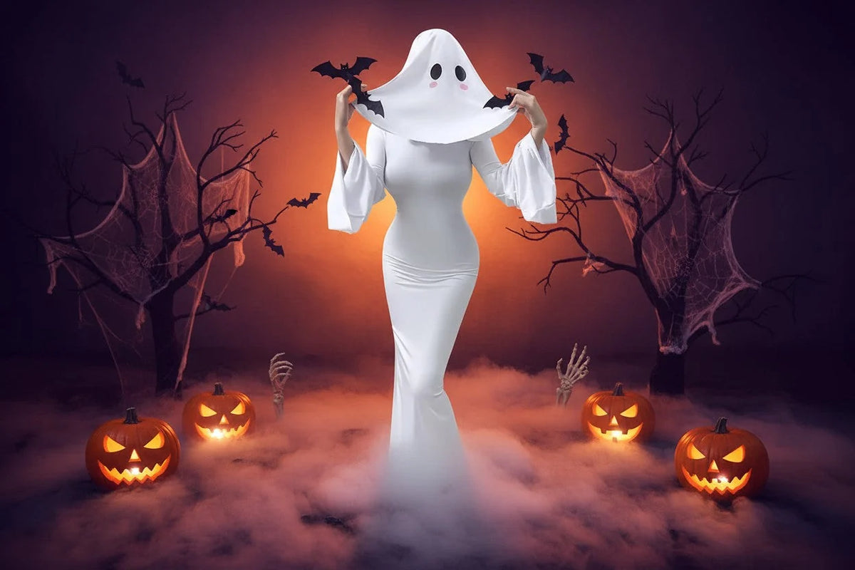 Cosplay Costume Fitted White Polyester Dress & Mask