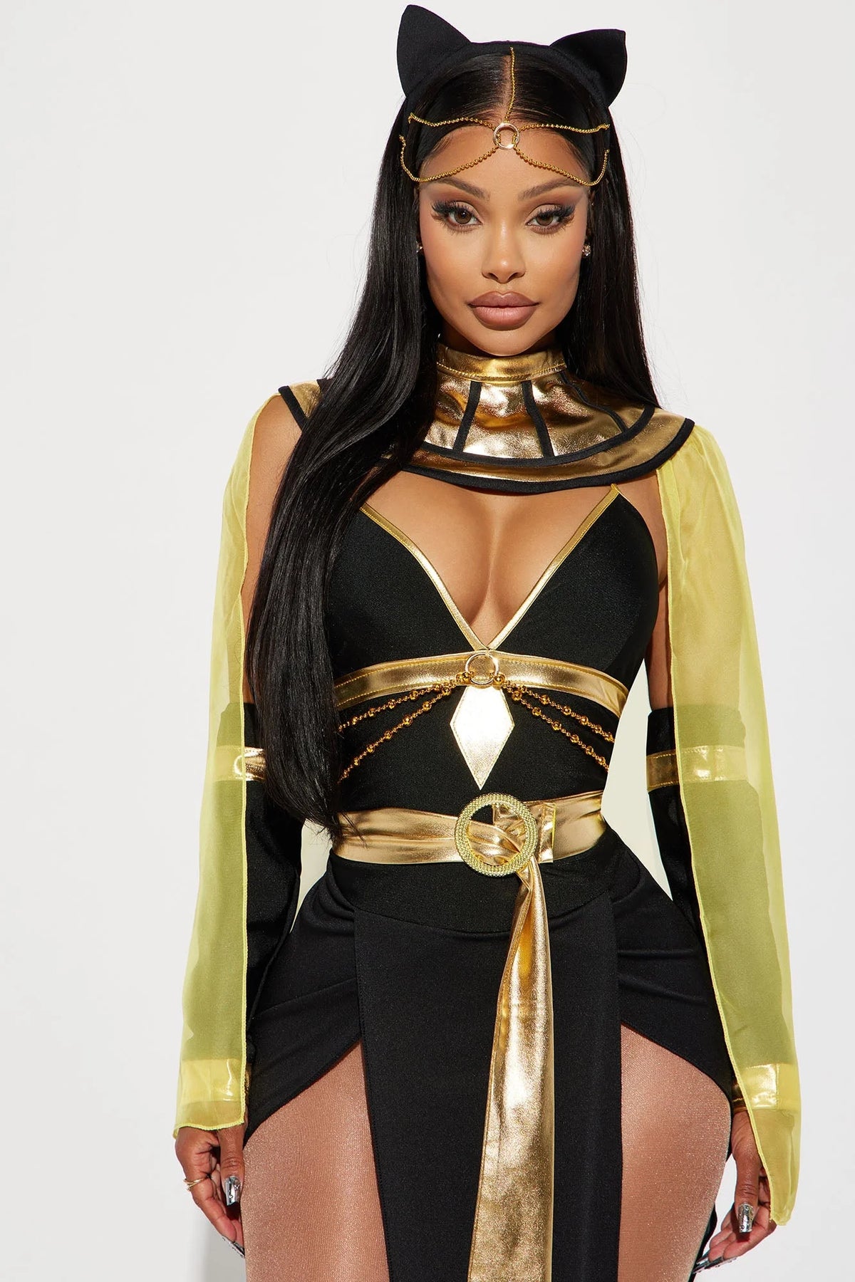 Costume Set Egyptian Queen Sheer Side-Slit 4-Piece