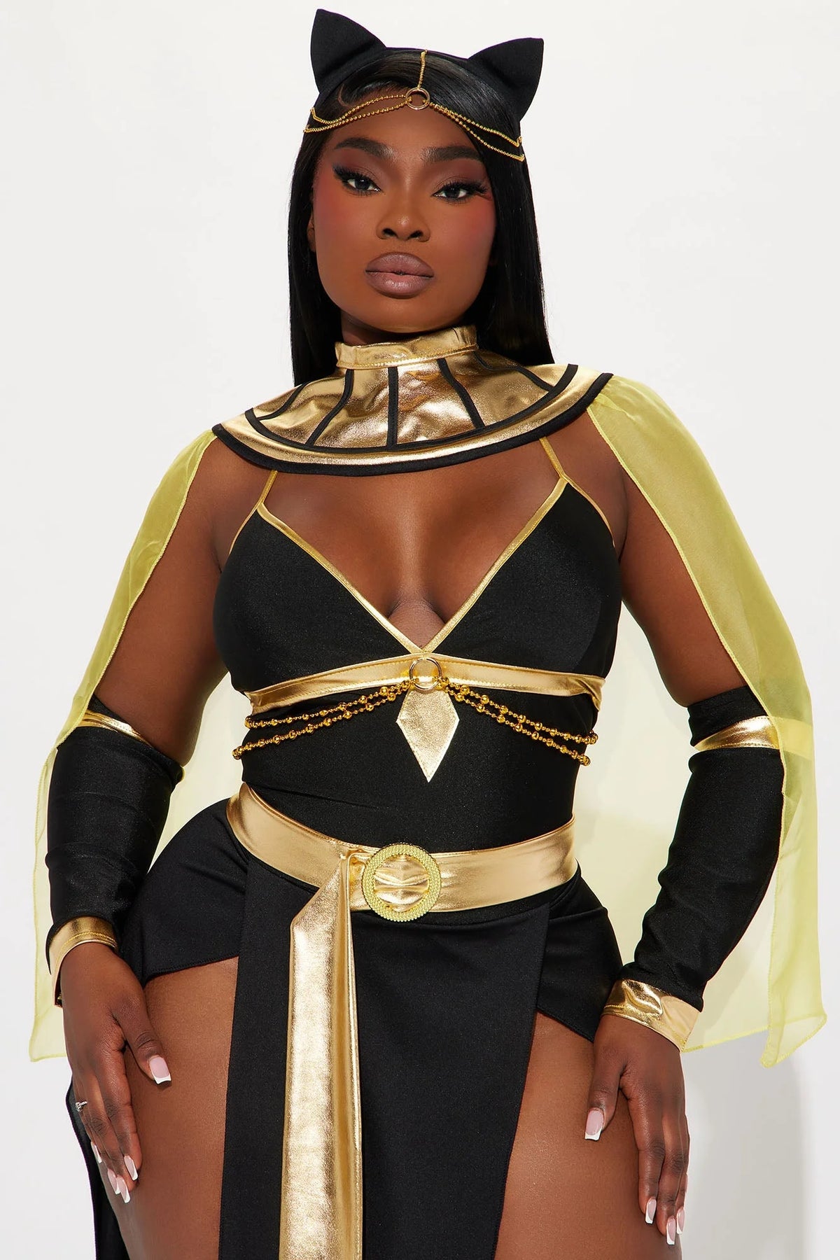 Costume Set Egyptian Queen Sheer Side-Slit 4-Piece