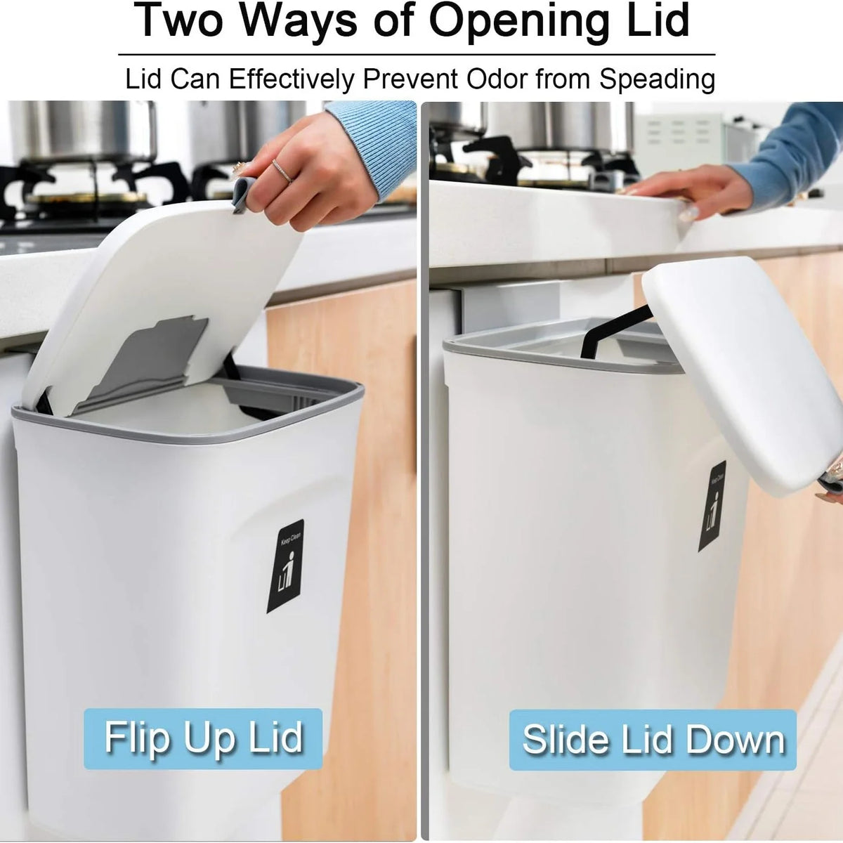 Countertop Compost Bin Airtight Rolling Lid 2.4-Gallon Capacity