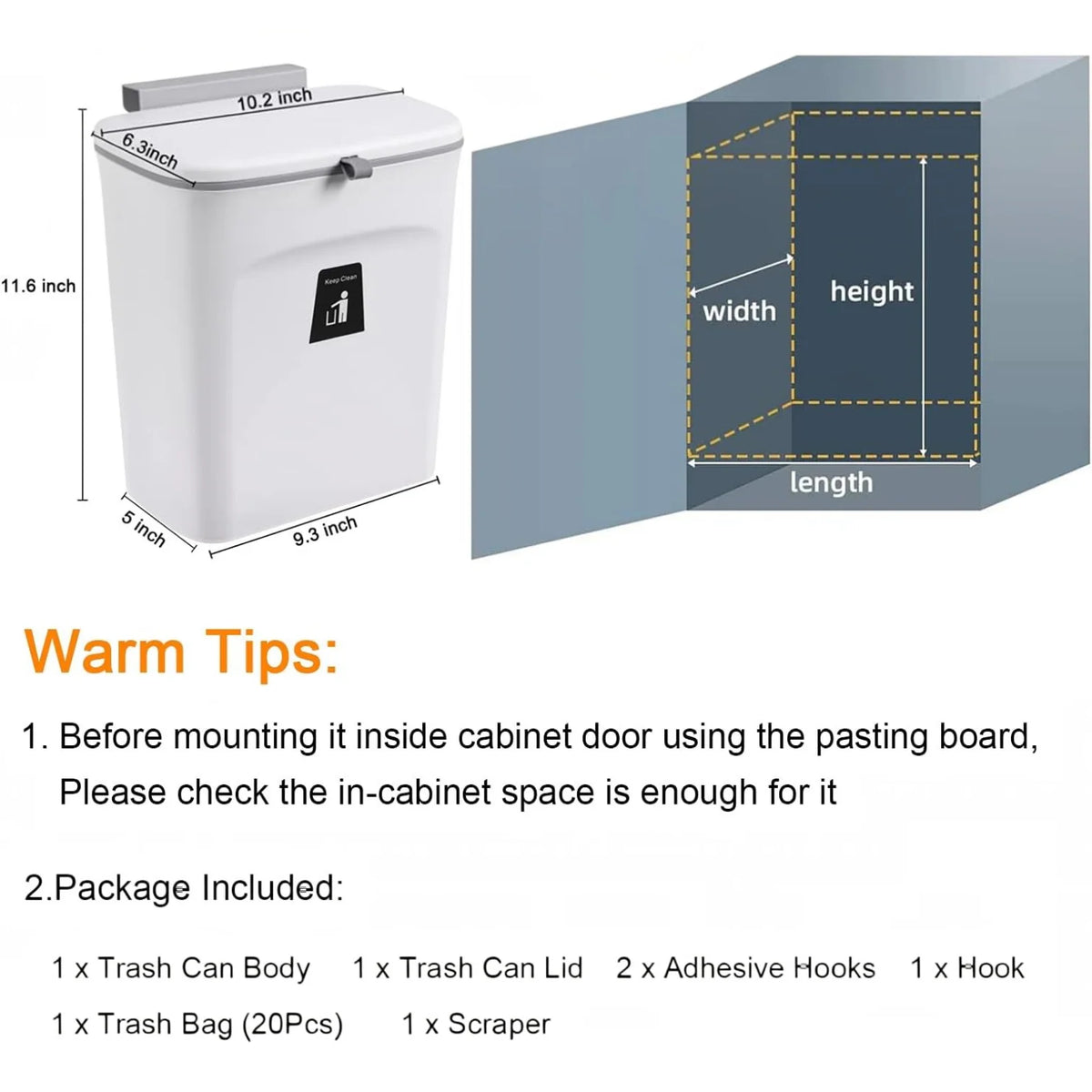 Countertop Compost Bin Airtight Rolling Lid 2.4-Gallon Capacity