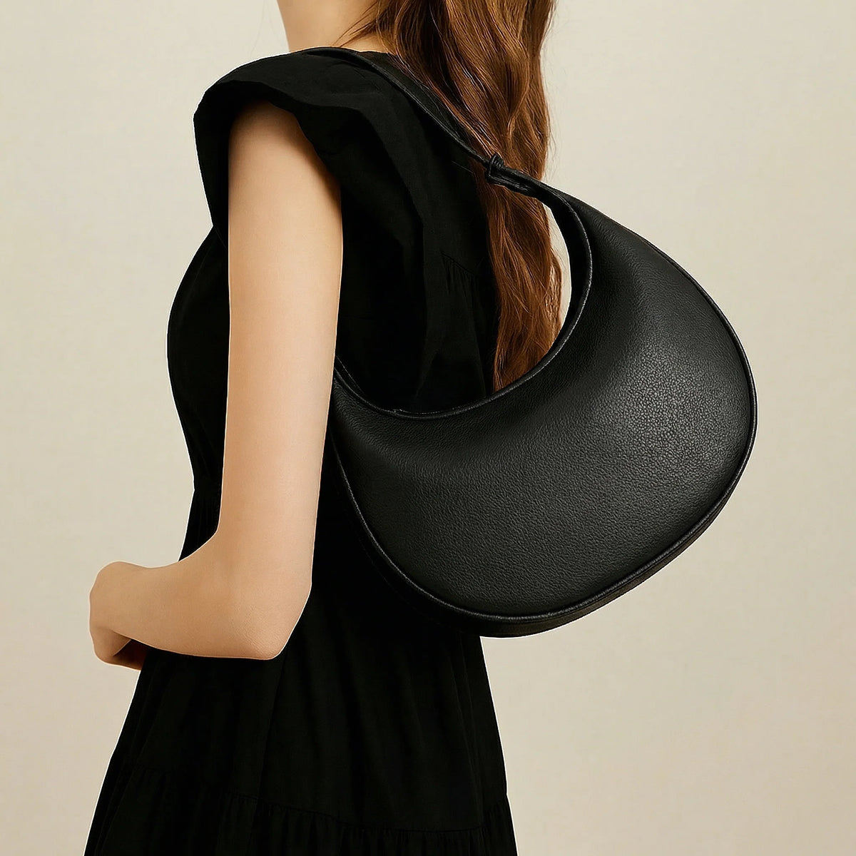Crescent Shoulder Bag Convertible Strap Faux Leather Organized Interior