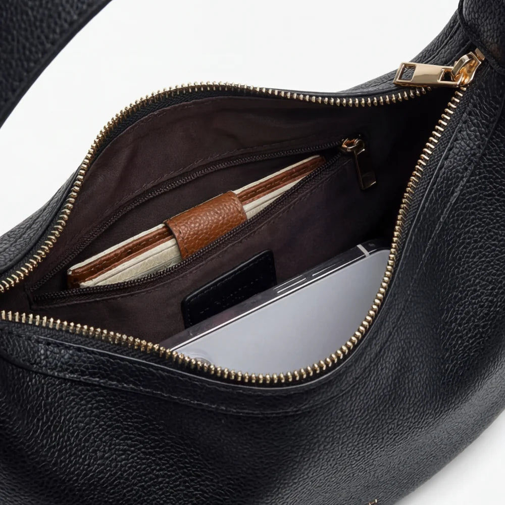 Crescent Shoulder Bag Convertible Strap Faux Leather Organized Interior