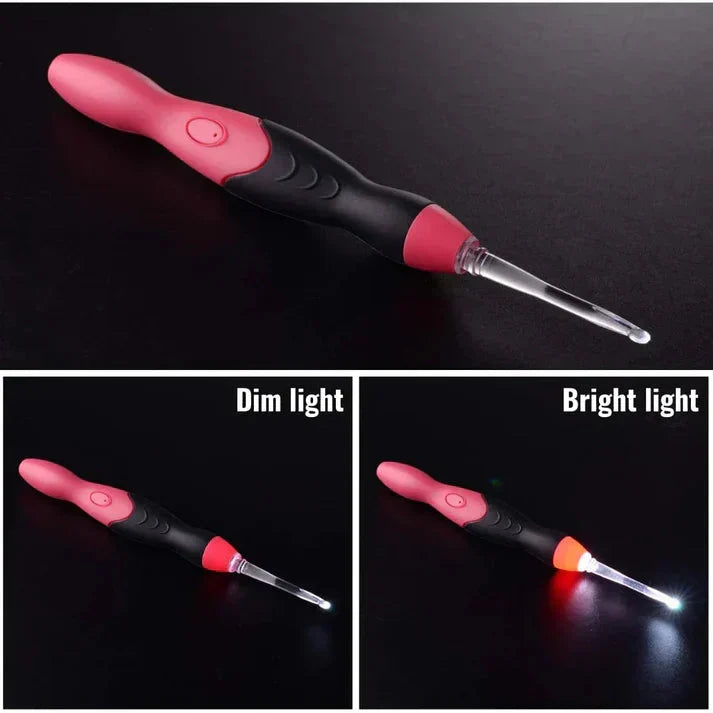 Crochet Hook Set Illuminated Tips USB Rechargeable Interchangeable Heads