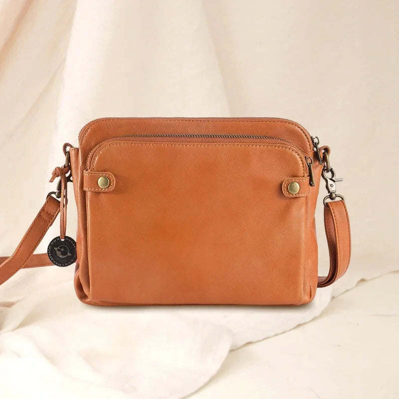 Crossbody Bag Full-Grain Leather Fits 10-Inch Tablet Multiple Compartments