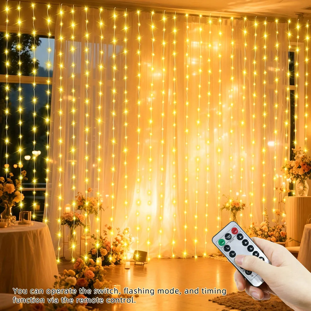 Curtain Lights LED USB-C Powered 8 Modes with Remote Control