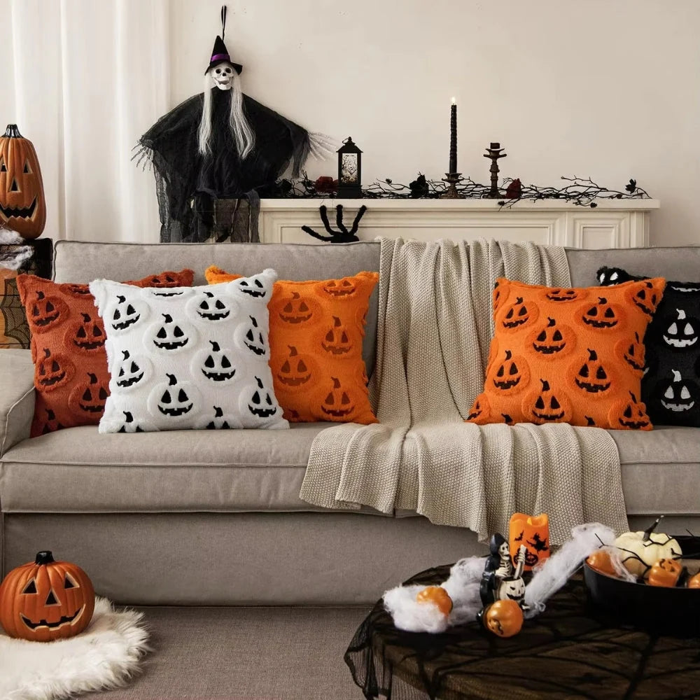 Cushion Cover Pumpkin Pattern Microfiber Blend 18 x 18