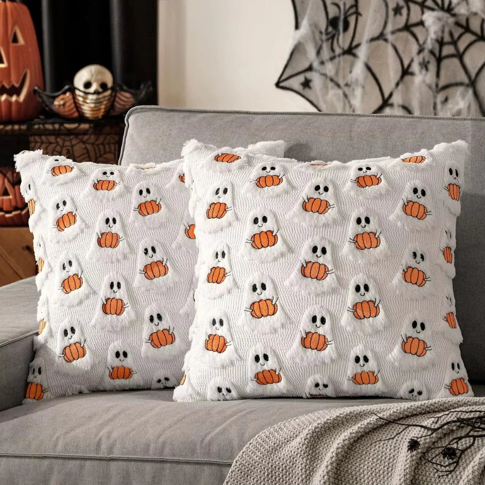 Cushion Cover Pumpkin Pattern Microfiber Blend 18 x 18