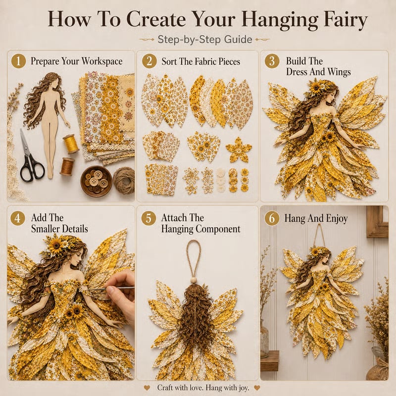 DIY Kit Layered Fabric Fairy Ready To Hang