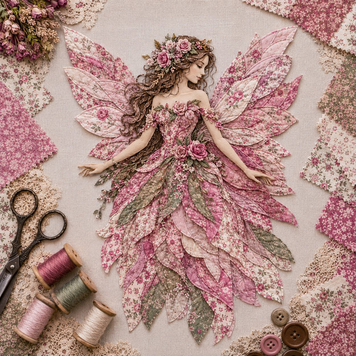DIY Kit Layered Fabric Fairy Ready To Hang