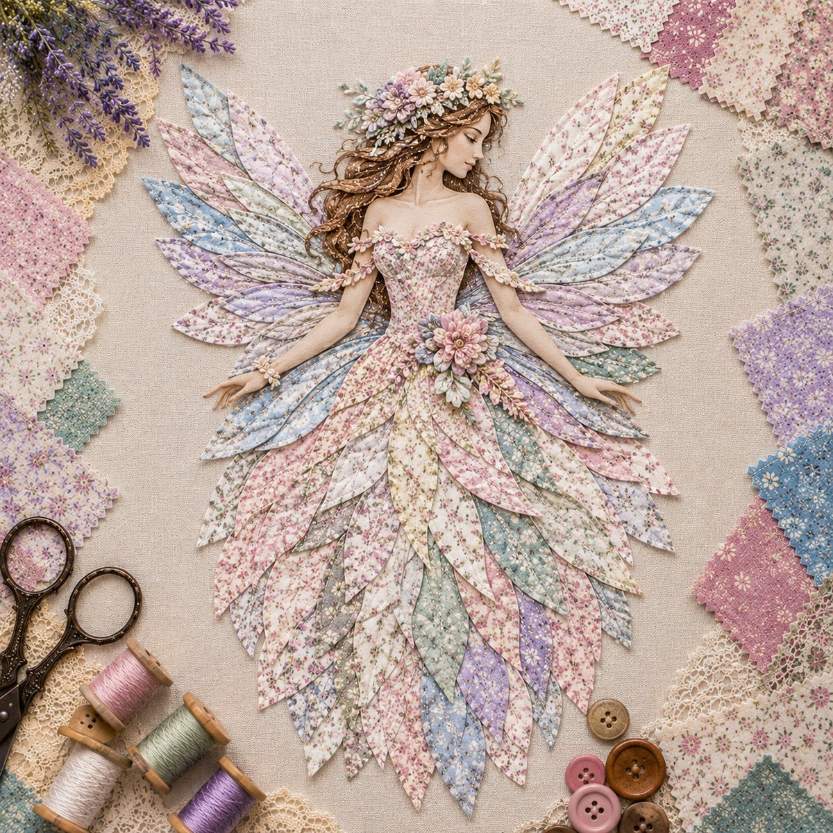 DIY Kit Layered Fabric Fairy Ready To Hang