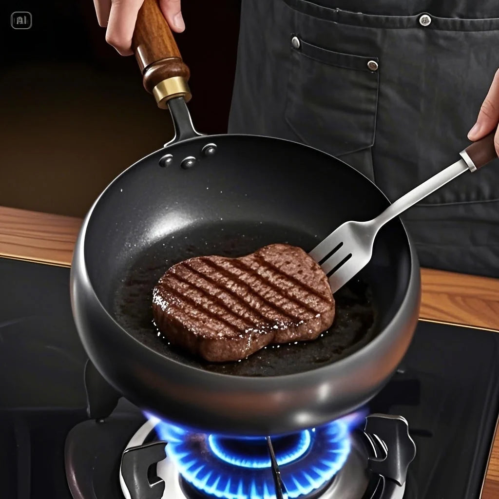 Deep Frying Pan Glass Lid & Long Handle