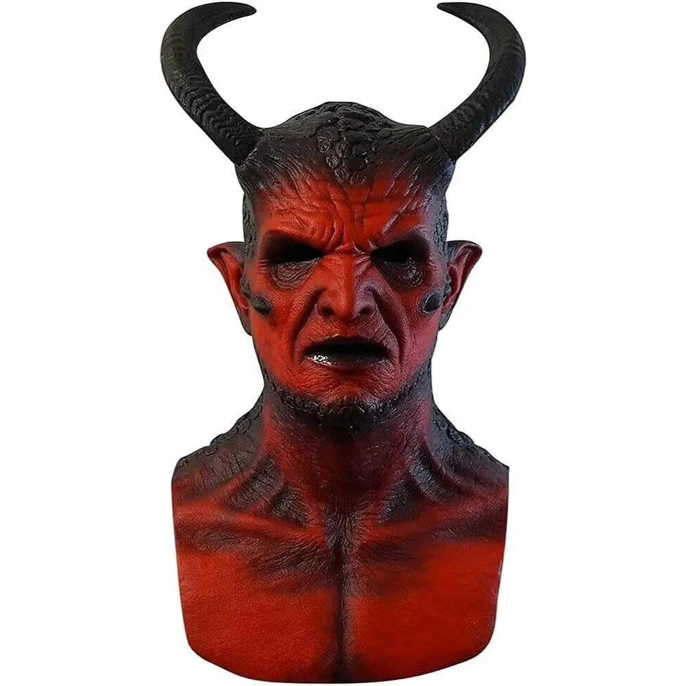 Demon Mask Odorless Latex Hand-Painted Horned Design Soft Lining
