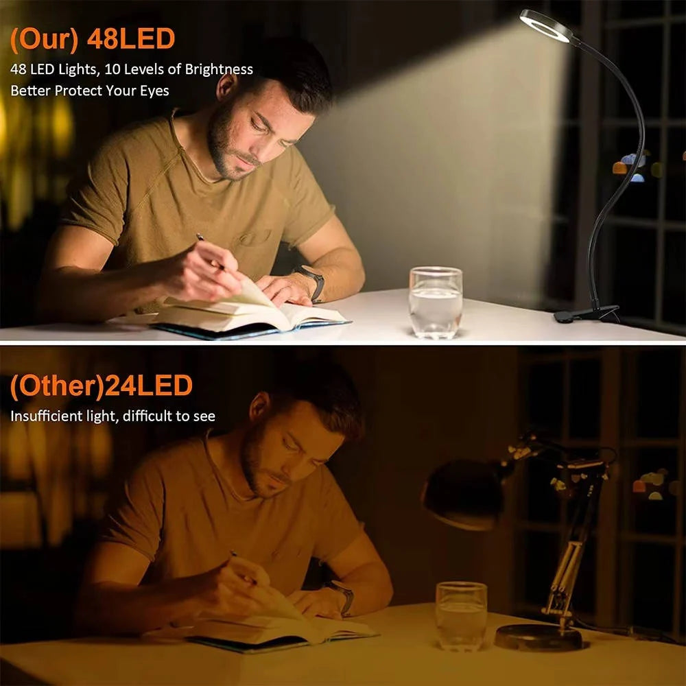 Desk Lamp Clamp-On 360° Gooseneck USB-Powered LED