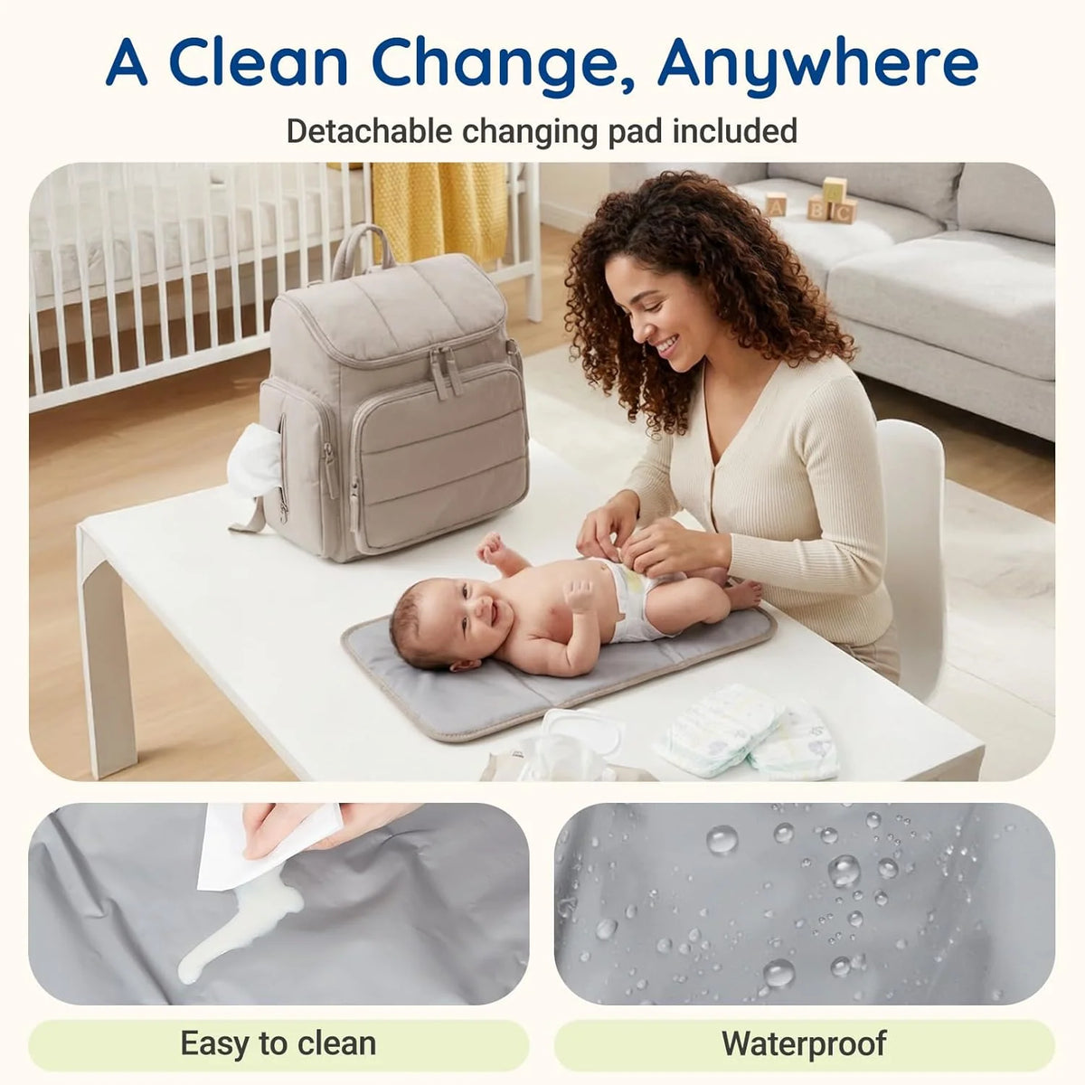 Diaper Backpack Insulated Bottle Pockets Divided Interior Stroller Loops