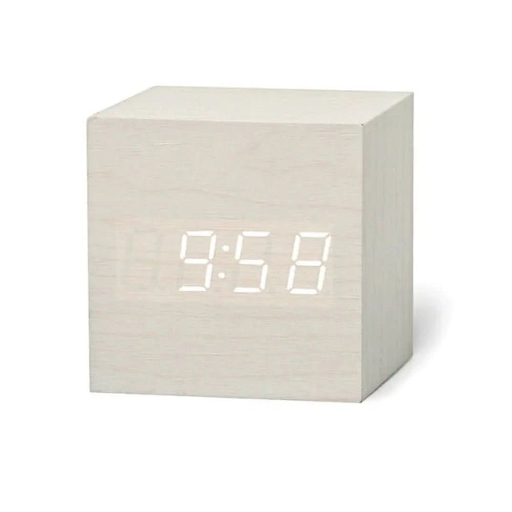 Digital Alarm Clock Cube Design Adjustable Brightness Date & Temperature Display