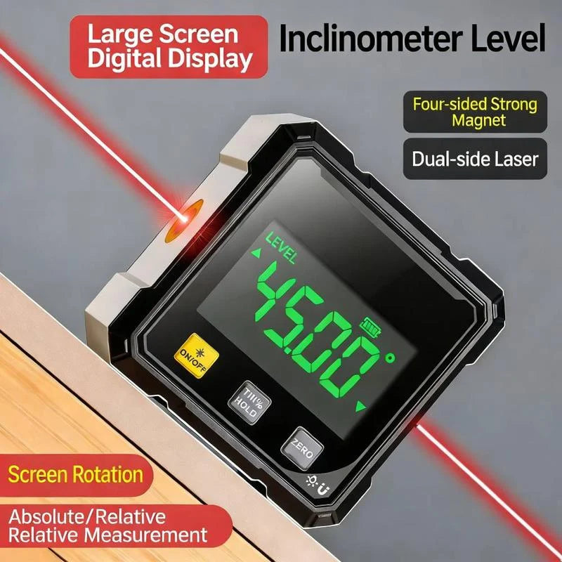 Digital Laser Angle Meter 0.2° Accuracy Magnetic Base