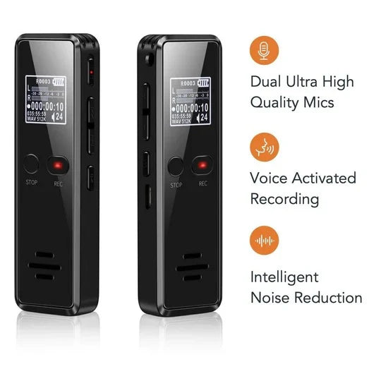 Digital Voice Recorder Voice-Activated & Built-In Speaker 35-Hour Recording