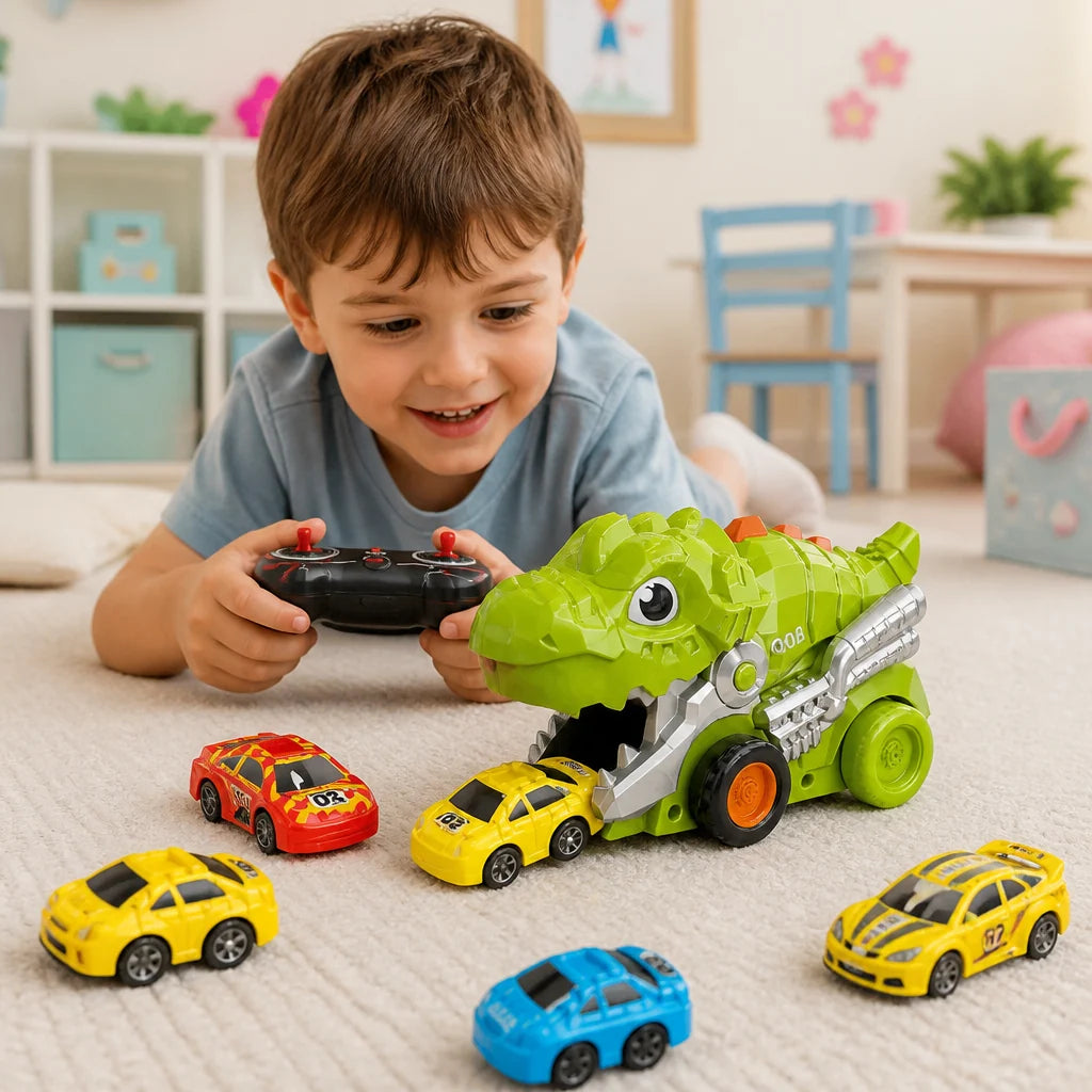 Dinosaur Truck Remote Control Swallowing Function Includes Cars