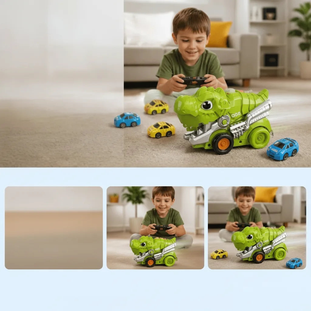 Dinosaur Truck Remote Control Swallowing Function Includes Cars