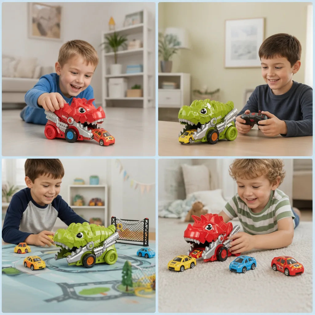 Dinosaur Truck Remote Control Swallowing Function Includes Cars