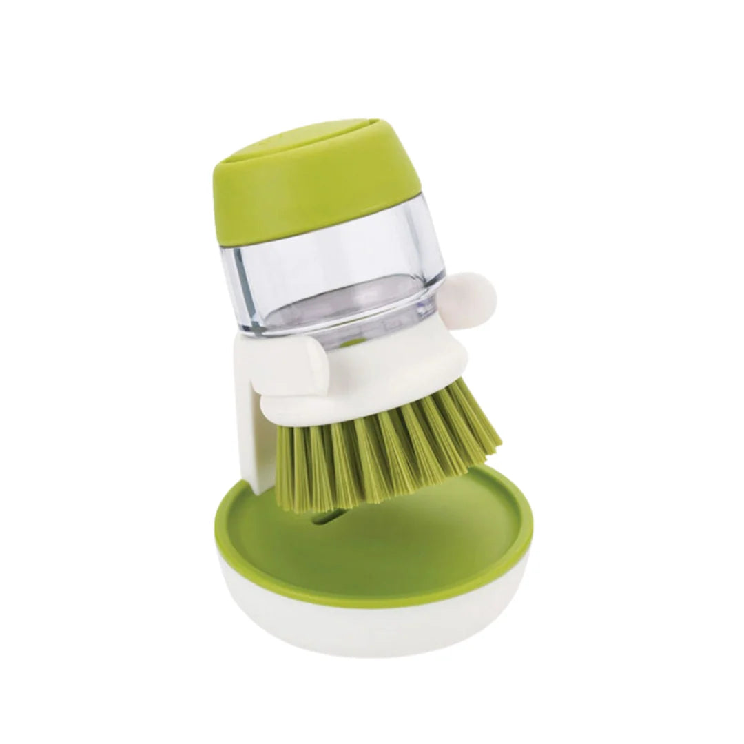 Dish Brush Integrated Detergent Dispenser Scratch-Resistant Bristles Drip Stand